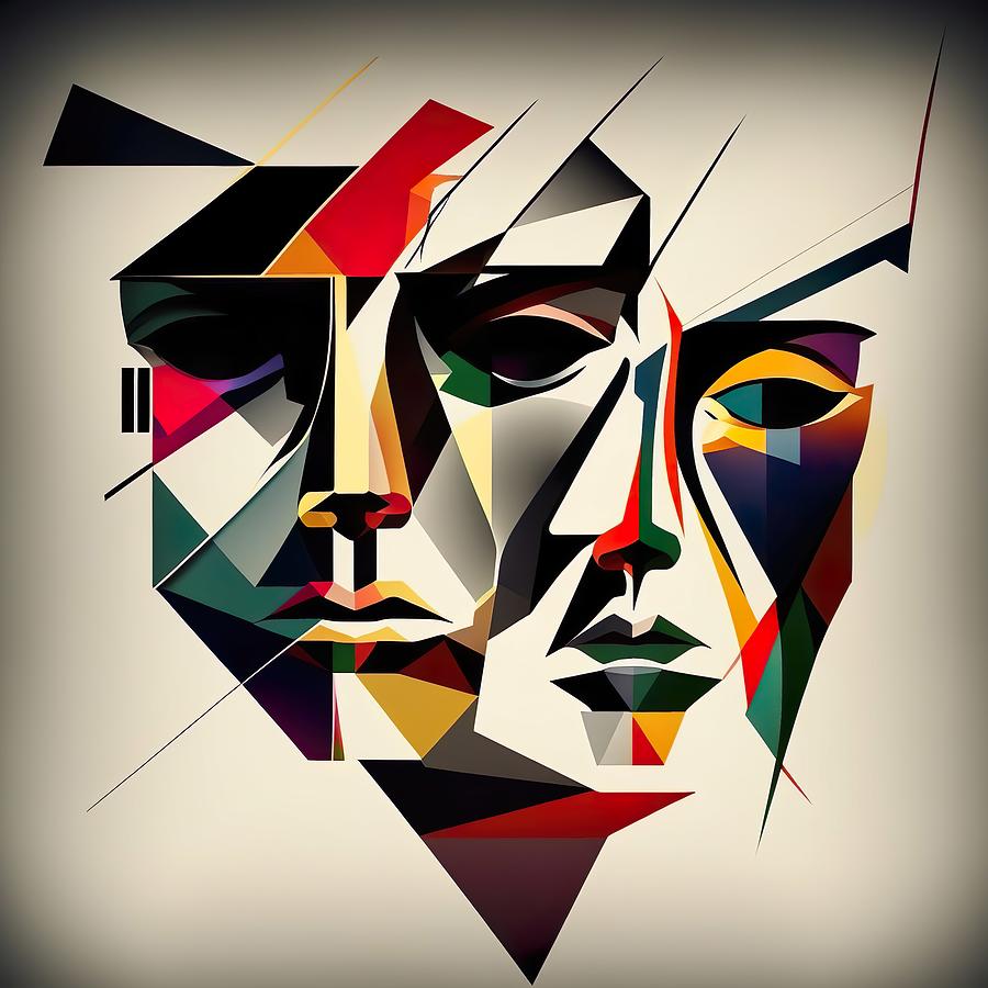 Geometric Faces Artwork Digital Art By HusbandWifeArt Co Fine Art America