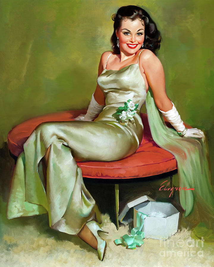 Gil Elvgren Captivating 1950s Painting By Magical Vintage Fine Art