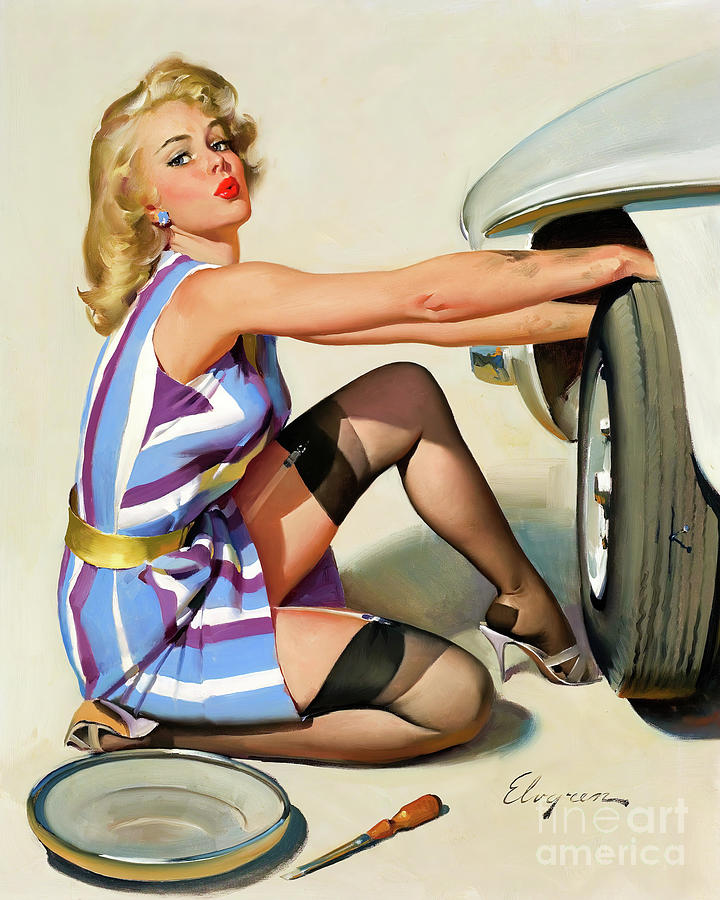 Gil Elvgren Quick Change Painting By Magical Vintage Pixels