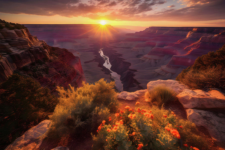 Grand Canyon At Sunset Digital Art By Rene Heymann Fine Art America