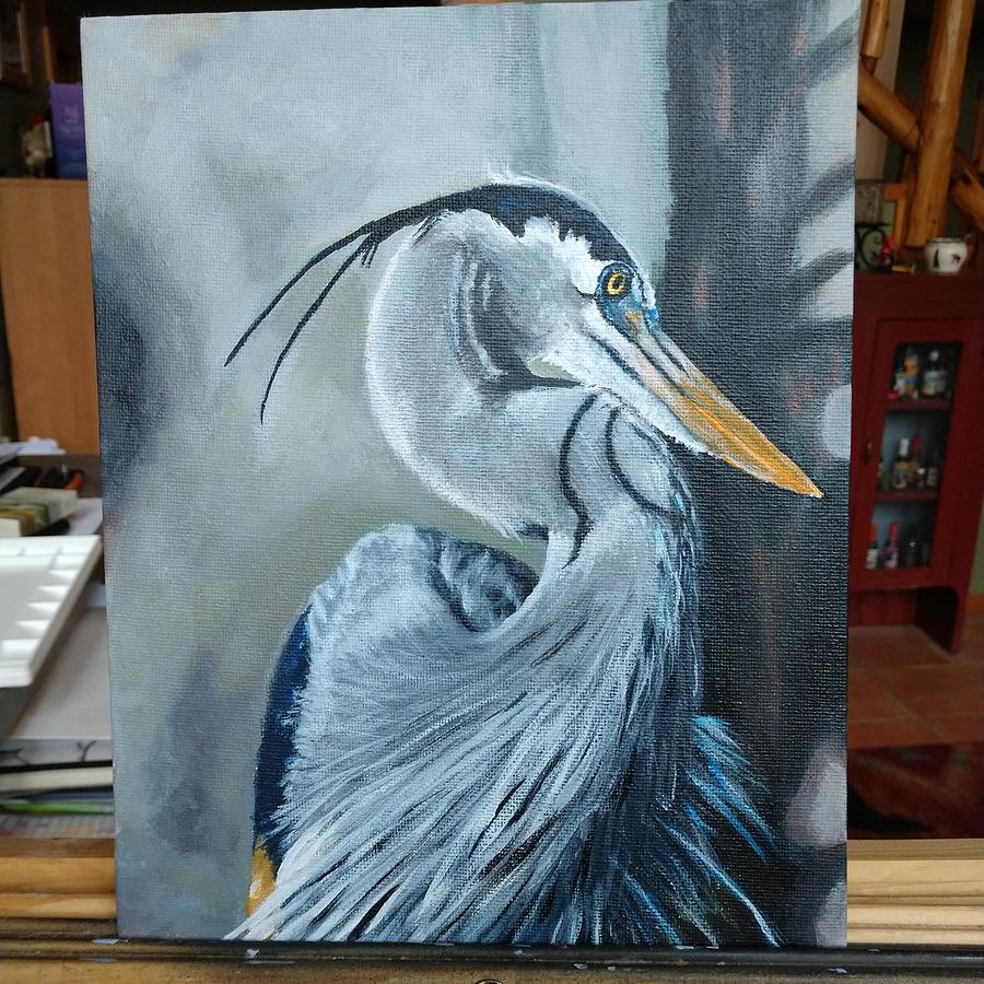 Great Blue Heron Painting By Jeffrey Sawyer Fine Art America