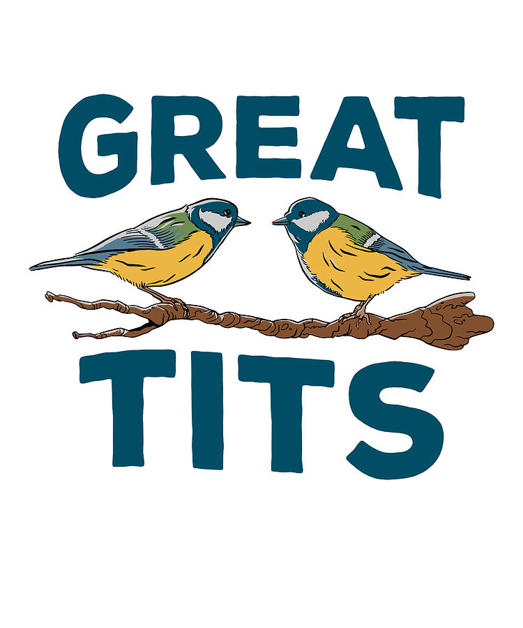 Great Tits Birdwatching Funny Birds Gift Digital Art By P A Fine Art