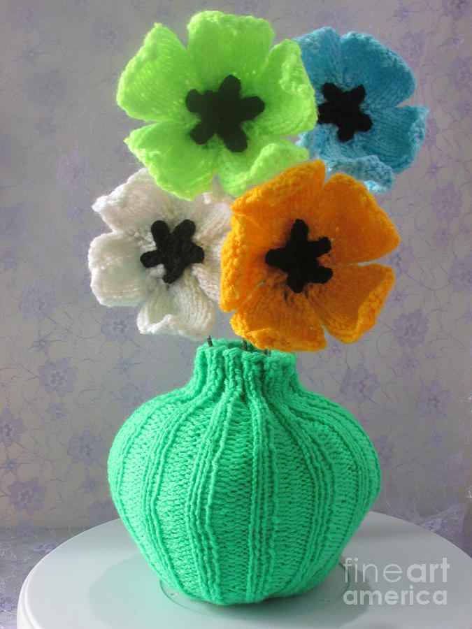 Hand Knitted Flower And Vase Digital Art By Tahira Parveen Fine Art