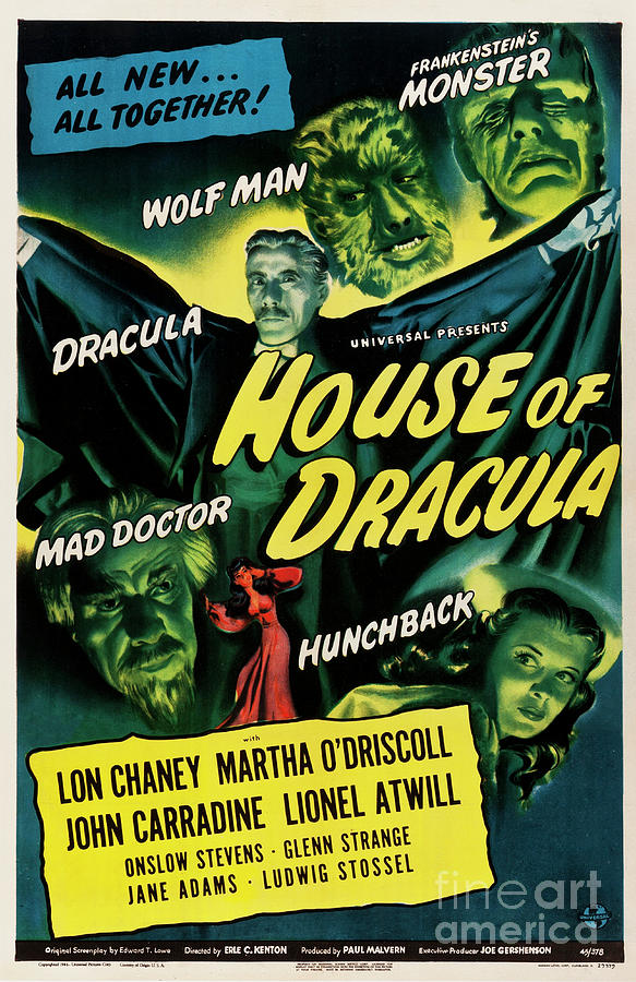 House Of Dracula Old American Horror Movie Advertisement Poster
