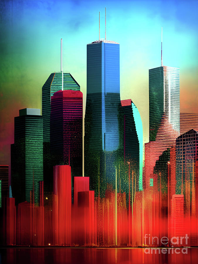 Houston Cityscape Digital Art By Bjorn Kristian Lantz Fine Art America