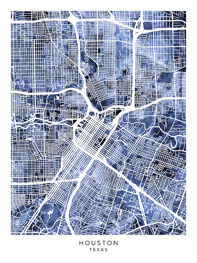 Houston Texas City Street Map Digital Art By Michael Tompsett