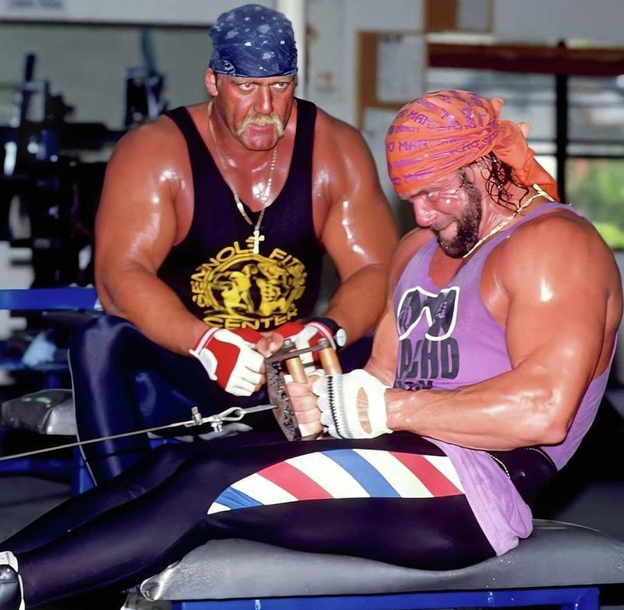 Hulk Hogan And Randy Savage Workout Digital Art By Michael Stout