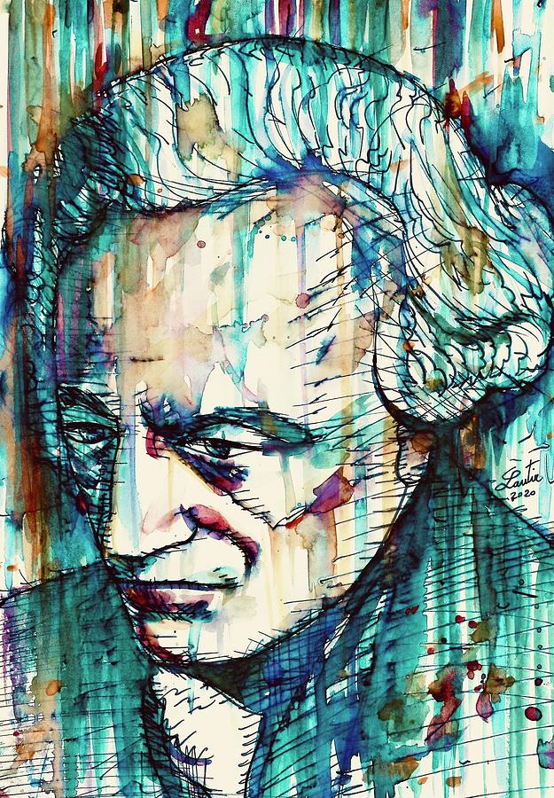 Immanuel Kant Watercolor And Ink Portrait Painting By Fabrizio Cassetta