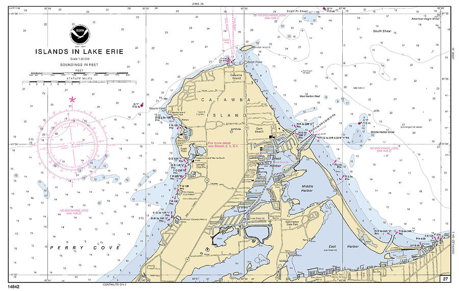 Islands In Lake Erie Noaa Chart Digital Art By Nautical