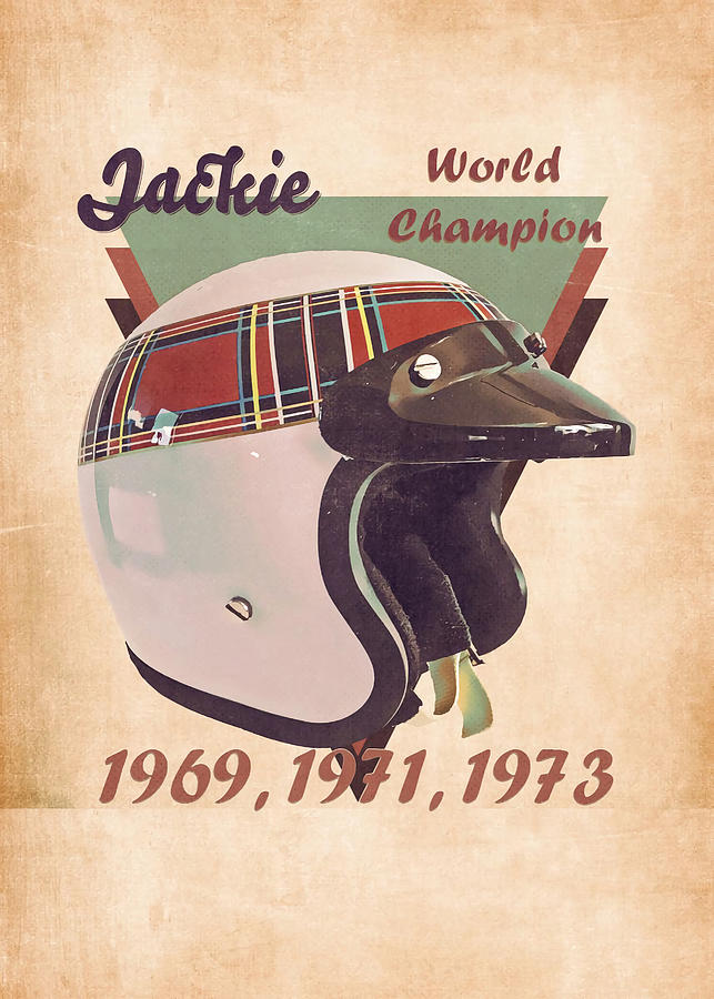 Jackie Stewart Helmet Poster Abraham Szomor Tapestry Textile By