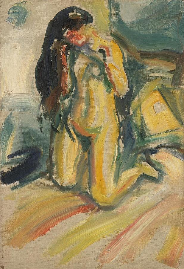 Kneeling Nude Painting By Edvard Munch Pixels