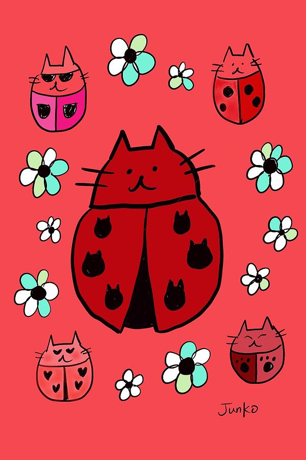 Lady Bug Cats Digital Art By Junko Fine Art America