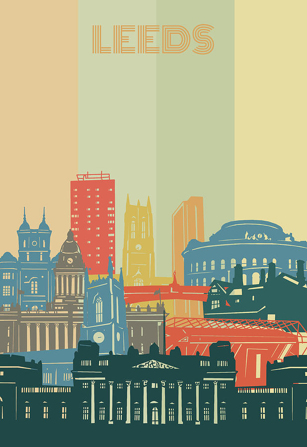 Leeds Skyline Retro Digital Art By Bekim M Fine Art America