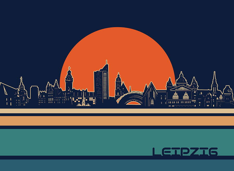 Leipzig Skyline Retro 3 Digital Art By Bekim M Pixels