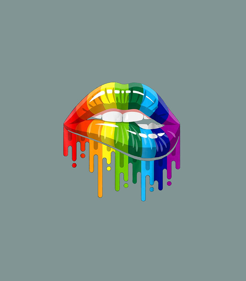 LGBT Gay Homosexual Lesbian Rainbow Lips Pride Digital Art By Balil