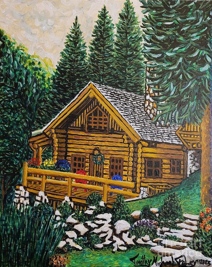 Log Cabin Love Painting By Timothy Foley Fine Art America