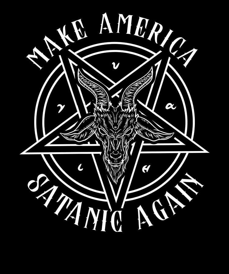 Make America Satanic Again I Baphomet Pentagram Flag Design Digital Art