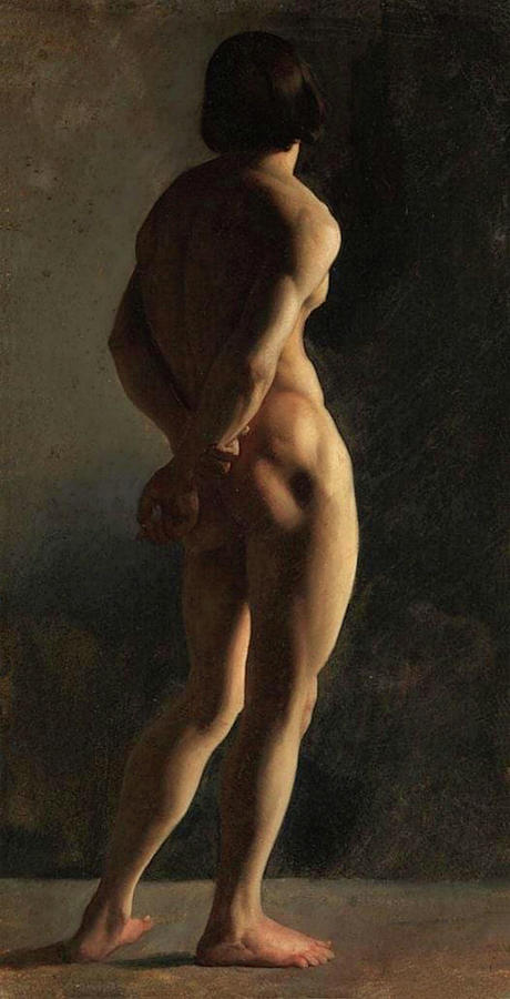 Male Nude Seen From Behind By Hippolyte Flandrin