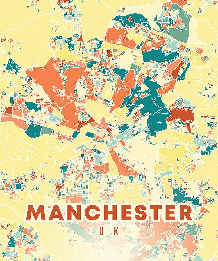 Manchester UK Map Digital Art By Alexandru Chirila Fine Art America