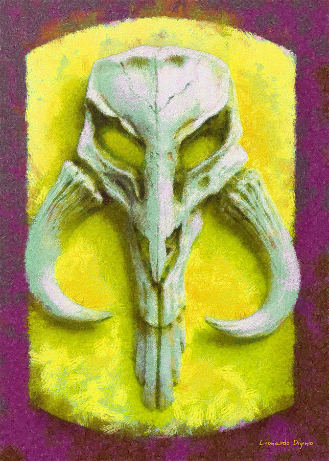 Mandalorian Mythosaur Skull Yellow Monet Style Pa Painting By