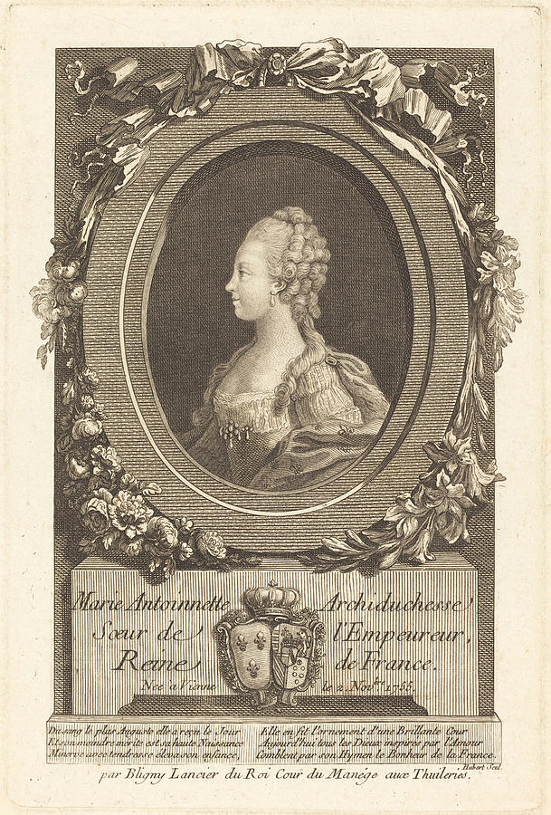 Marie Antoinette Drawing By Francois Hubert After Honore Thomas Bligny