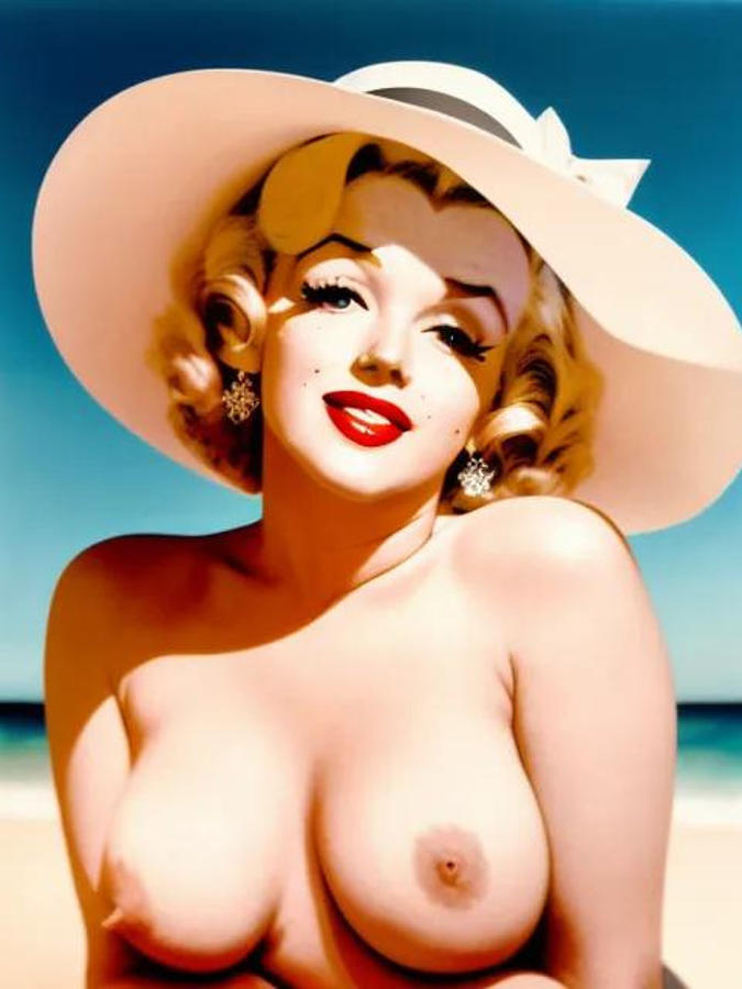 Marilyn Monroe Nude Beach Photorealistic Digital Art By Whitney Ervin