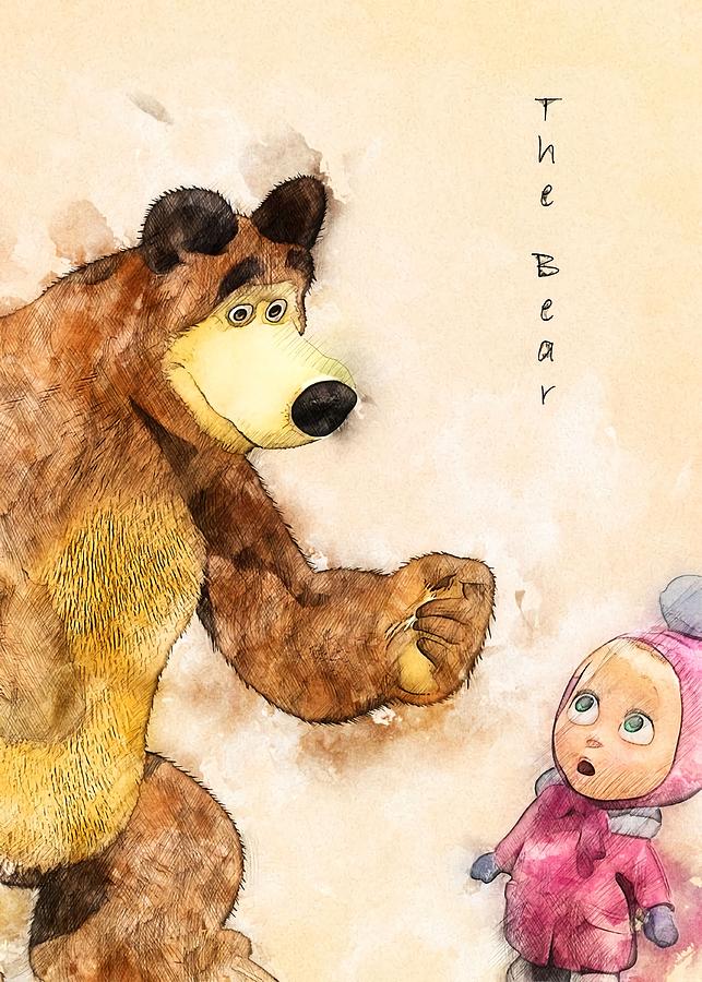 Masha And The Bear Poster Painting By Karl Lloyd Pixels