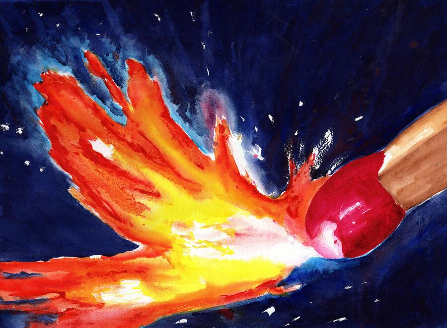 Match Striking Fire Painting By Carlin Blahnik CarlinArtWatercolor Pixels