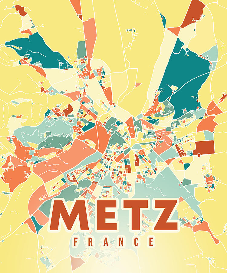 Metz France Map Digital Art By Alexandru Chirila Fine Art America