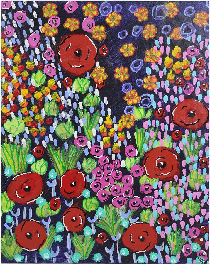 Midnight Rose Garden Painting By Jennifer Sarzynski Fine Art America