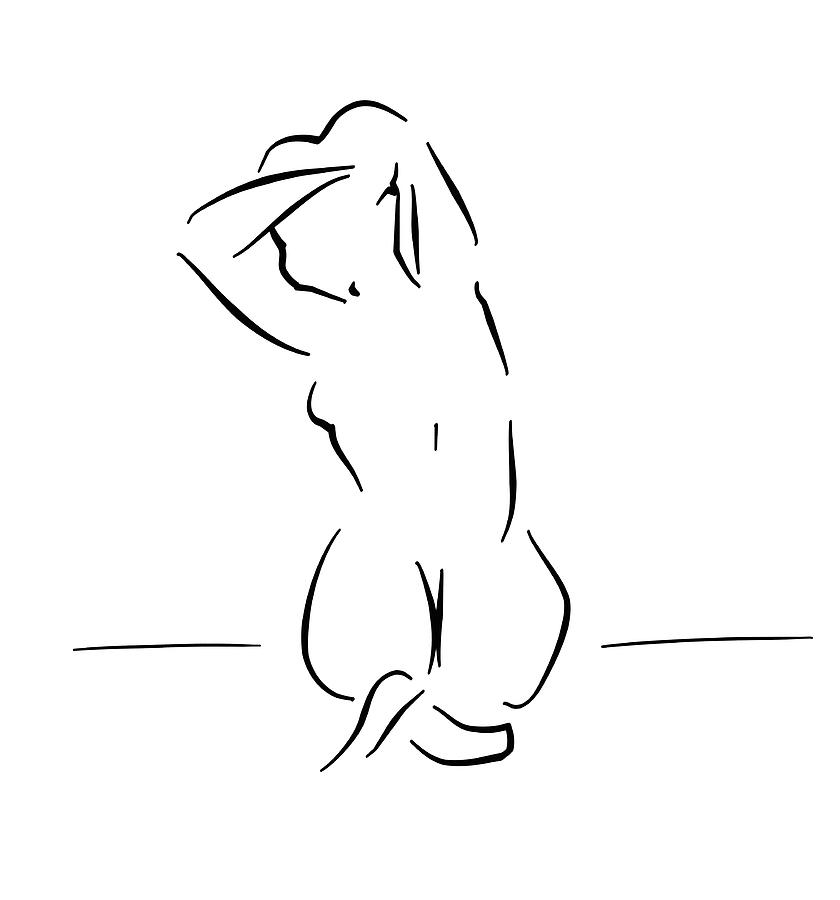 Minimalist Nude Line Art Drawing 3i Mixed Media By Brian Reaves Fine