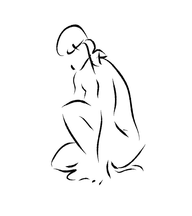 Minimalist Nude Line Art Drawing K Mixed Media By Brian Reaves Fine