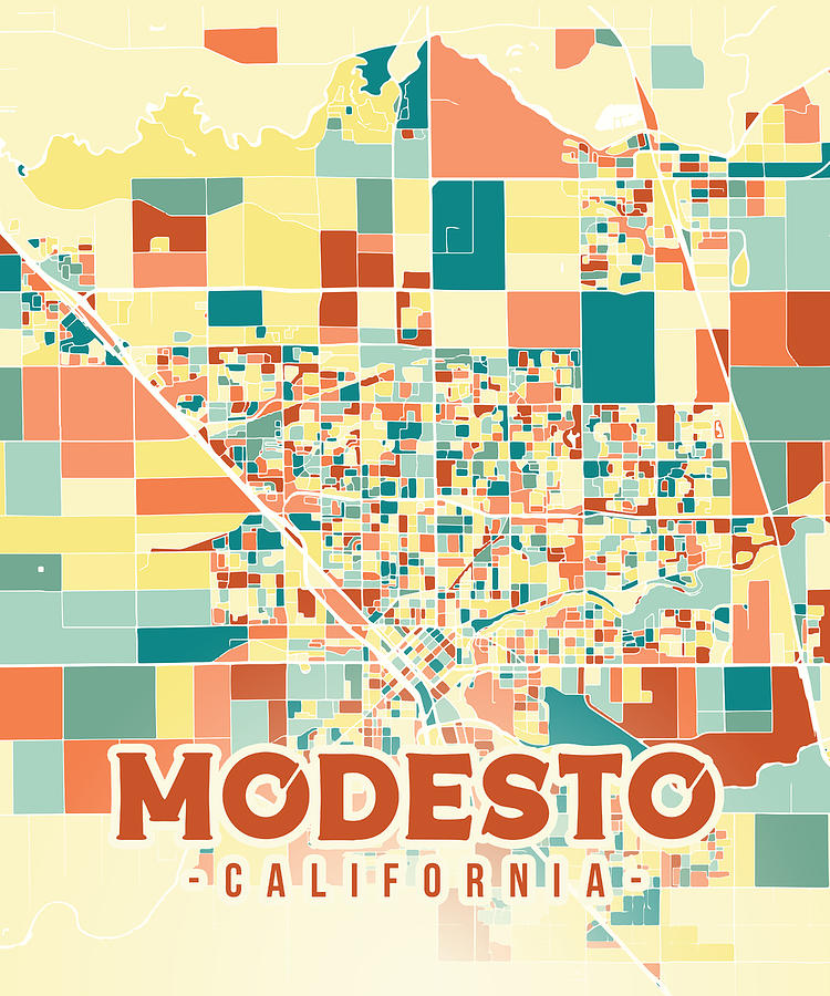 Modesto Us Map Digital Art By Alexandru Chirila Fine Art America