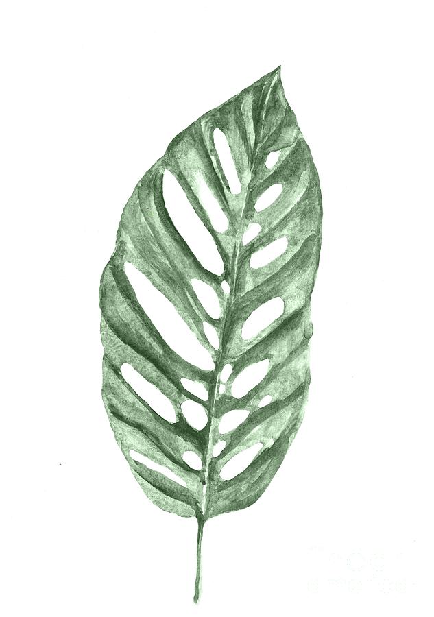 Monstera Leaf Painting Painting By Green Palace Pixels