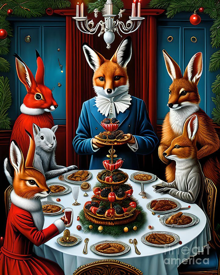 Mr Fox Hosts A Christmas Party Digital Art By Mary Machare Fine Art