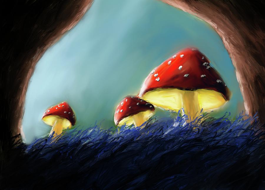 Mushrooms In The Light Painting By Taphath Foose Fine Art America