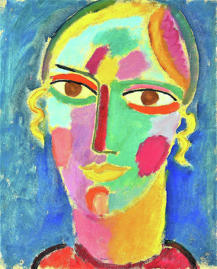 Mystical Head Woman S Head On A Blue Background Digital Remastered