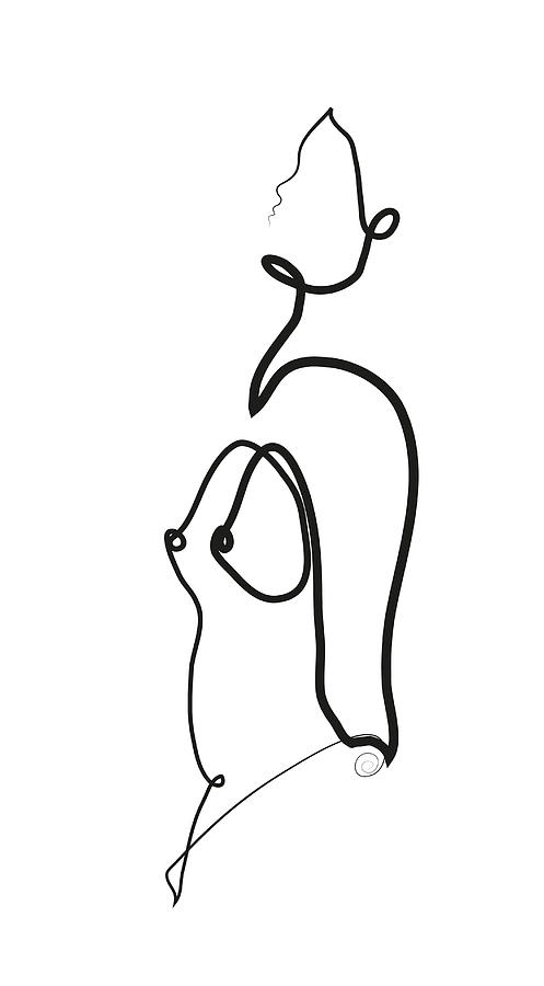 Naked Woman Line Art Minimalist One Line Drawing Of Woman Silhouette