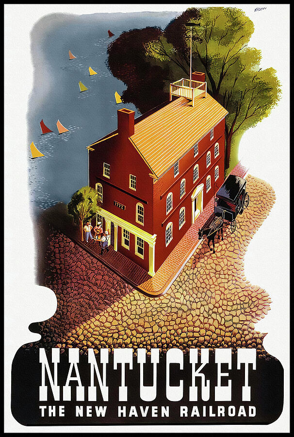 Nantucket Via New Haven Railroad Retro Vintage Travel Poster Photograph