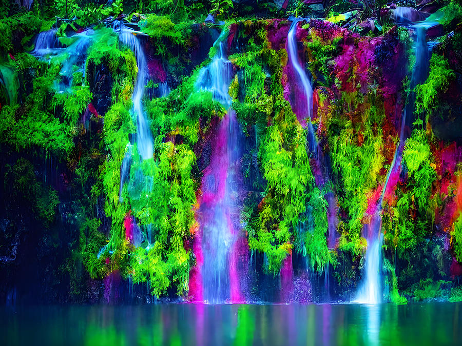 Neon Waterfalls Digital Art By FWM Designers LLC Fine Art America