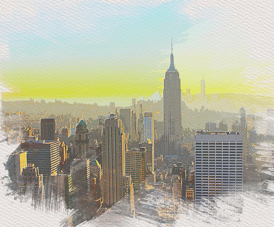 New York Skyline Watercolor Painting Digital Art By Abdo Fine Art America