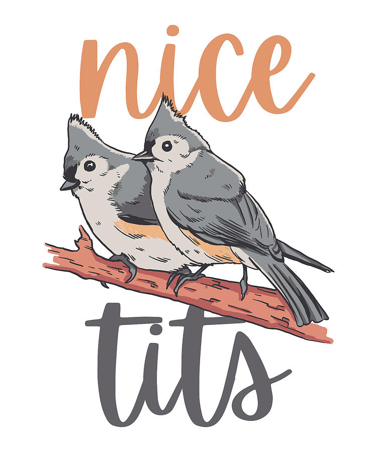 Nice Tits Tufted Titmouse Funny Bird Watching Gift Digital Art By