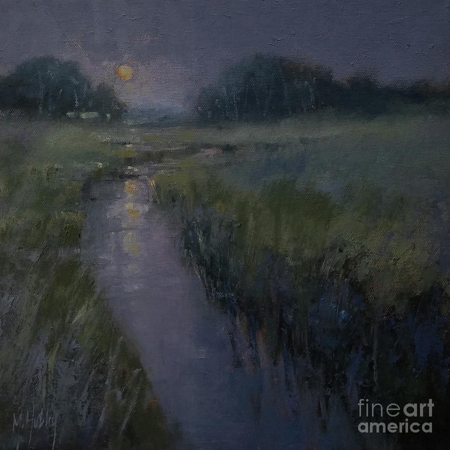 Night Marsh Painting By Mary Hubley Fine Art America