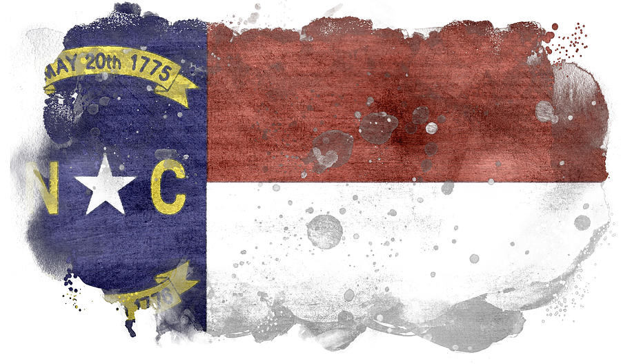 North Carolina State Flag Watercolor Digital Art By Mark Miglionico