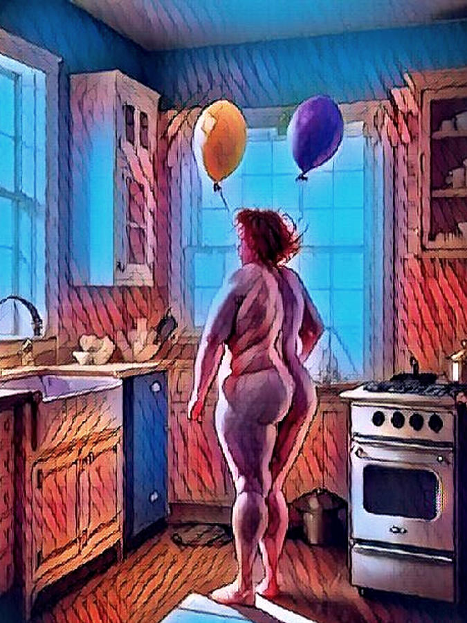 Nude BBW In Kitchen With Balloons Digital Art By Whitney Ervin Fine