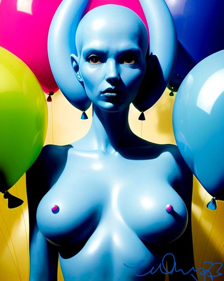 Nude Blue Dmt Entity With Balloons Digital Art By Whitney Ervin Fine