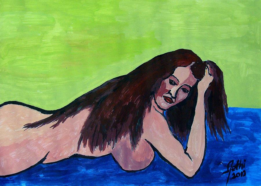 Nude In Relax 2 Painting By Fethi Canbaz Fine Art America