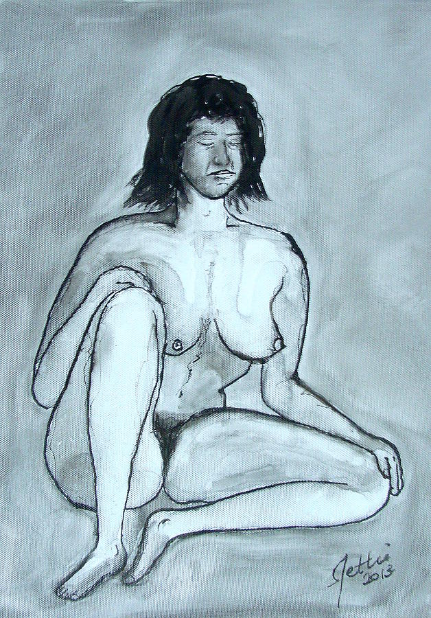 Nude Is Sitting 2 Drawing By Fethi Canbaz Fine Art America