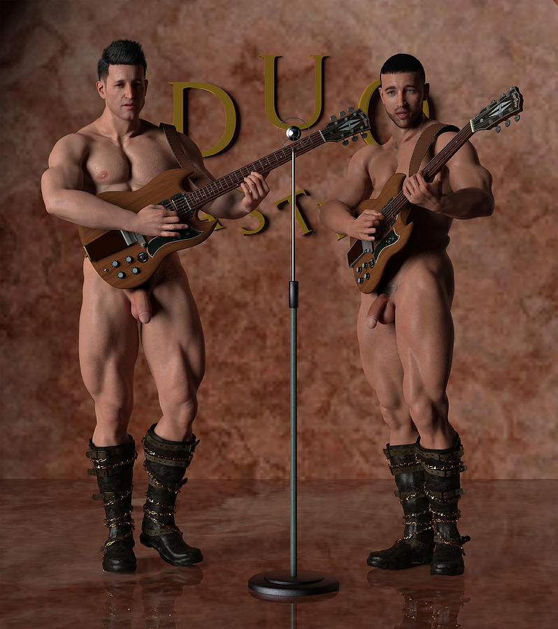 Nude Male Guitarist Digital Art By Barroa Artworks Pixels