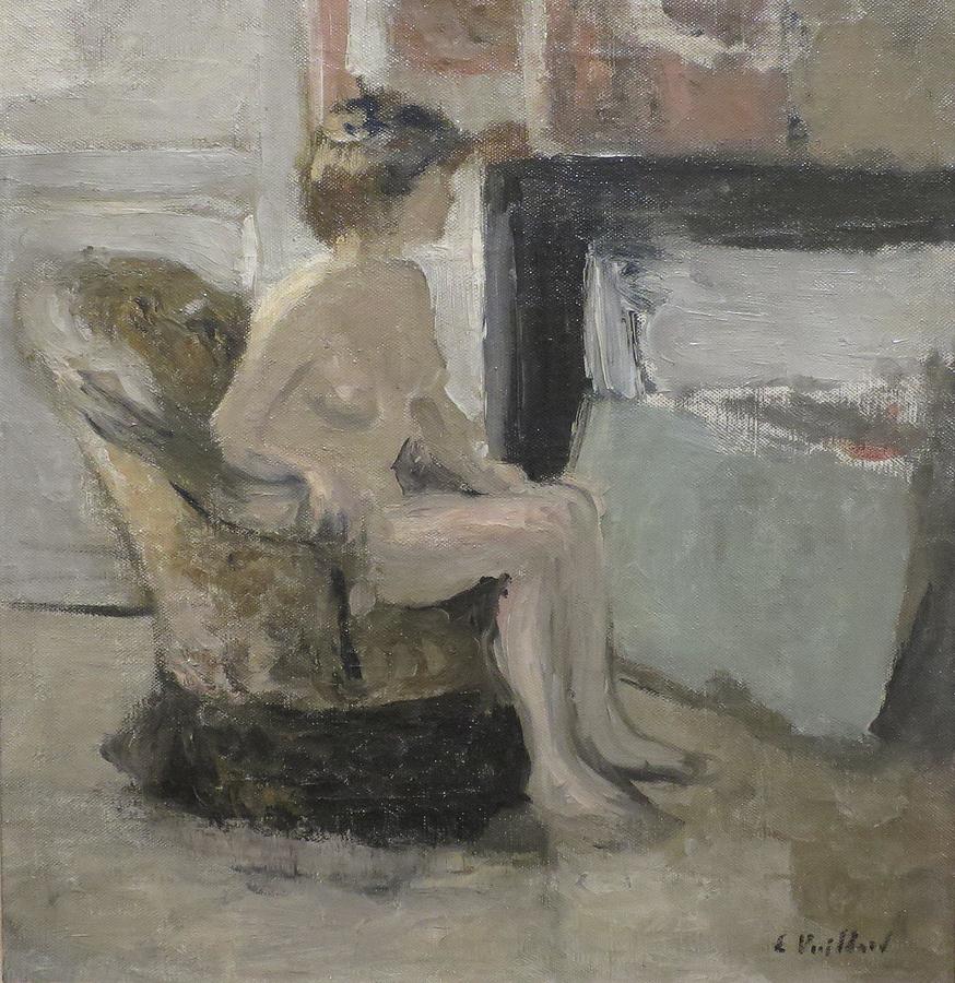 Nude Seated Before A Fireplace Painting By Edouard Vuillard Fine Art